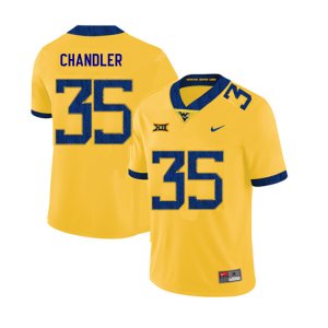Men's West Virginia Mountaineers NCAA #35 Josh Chandler Yellow Authentic Nike 2019 Stitched College Football Jersey ME15E87UC